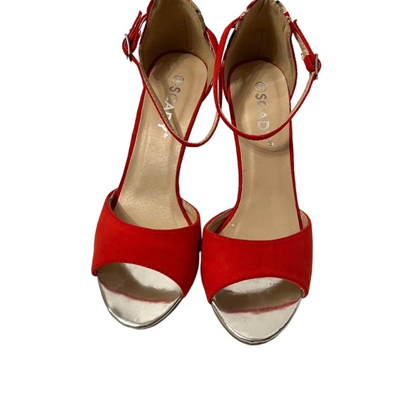 Scady Red with Floral Design High Heels Size 39 - Picture 3 of 7